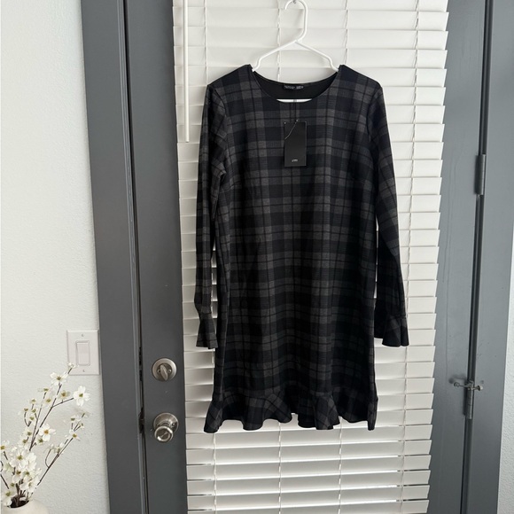 Zara Dresses & Skirts - Zara Navy and Gray Plaid Dress